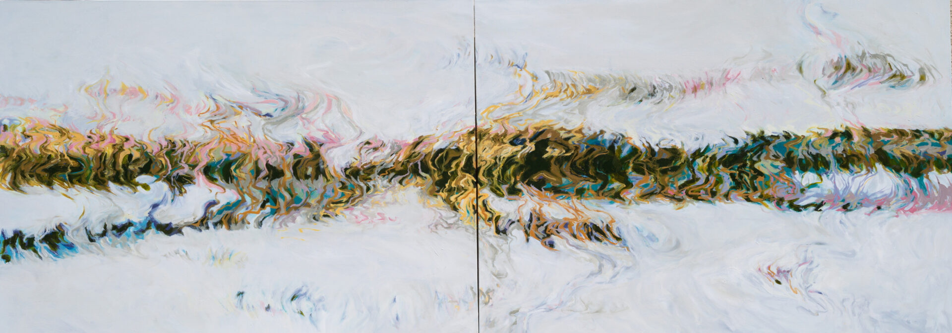 Ten Thousand Blessings
36”h x 96”w Diptych, Oil on Canvas
